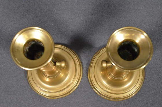 Paar 19e-eeuwse Franse messing push-up kandelaars, circa 1880 – Kandelaars en kaarsen, Brass (photo 6 of 9)