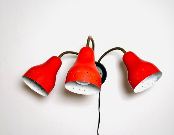 Image 1 of LAMPADA DA PARETE A TRE BRACCI DI H. BUSQUET PER HALA ZEIST, PAESI BASSI 1950