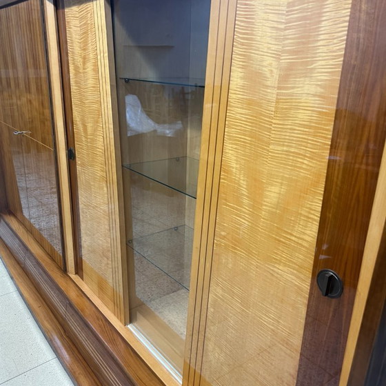 Image 1 of Exclusieve Duitse vintage barkast/woonkamerkast uit de jaren 50, hout in Riva-bootstijl.