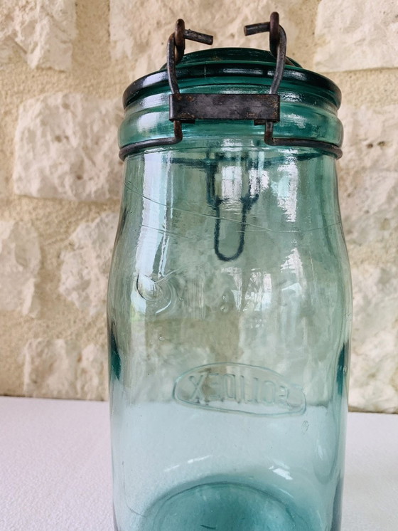 Image 1 of Pots en verre turquoise de Solidex, 1940s, ensemble de deux.