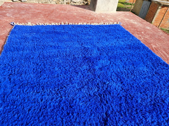 Large Beni Ouarain Berber rug in Majorelle blue, 300x200 cm, thick wool, Rugs & carpets, Cotton (photo 11 of 17)