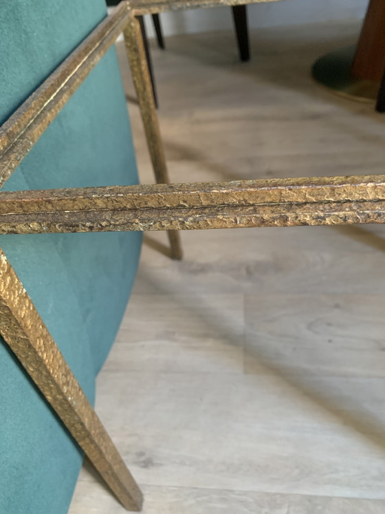 Duo di Basi per Tavolo Robert Thibier - Ferro Battuto Foglia d'Oro - Anni '60 – Tavolini, Iron, Gold (photo 7 of 15)