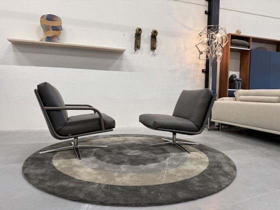 Image 1 of 2 fauteuils pivotants Leolux Kudo cuir Ceras Flint