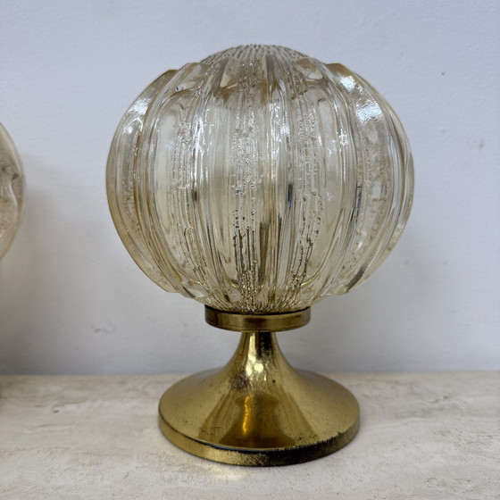Image 1 of Mid Century Set van 2 Wortmann & Filz glazen tafellampen, 1970