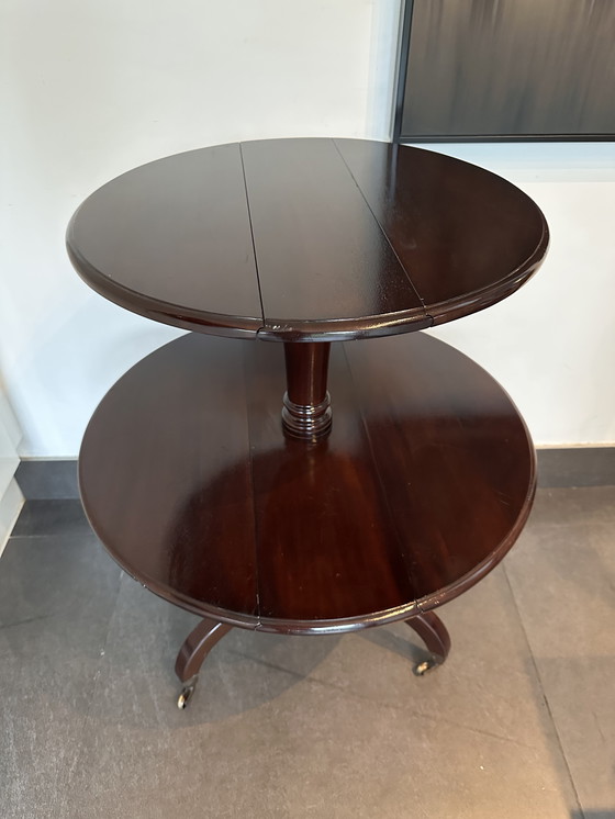 Image 1 of Montaplatos plegable antiguo / Mesa de servicio de dos niveles con ruedas