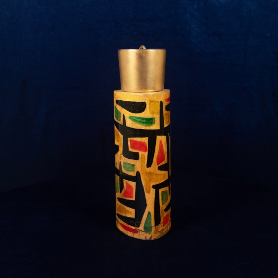 Thermos Aldo Tura Mod. 796D en parchemin à décor abstrait, 1940 – Objets déco, Leather, Abstract (photo 3 of 24)