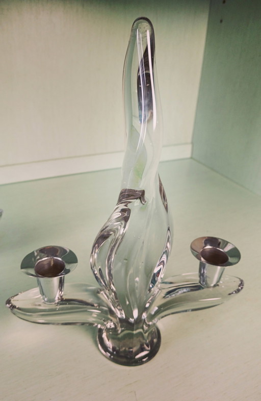 Bougeoir en cristal Art Vannes, France, années 1950-1960