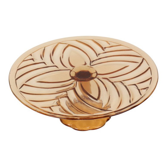 Image 1 of Amber Art Deco Cake Plate Pastry Dish