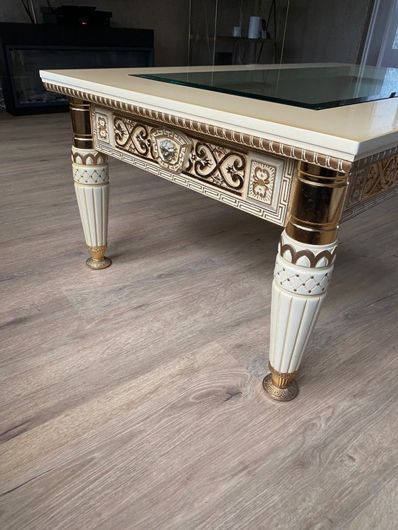 Image 1 of Beautiful Versace coffee table with cut glass top