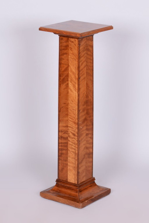 Restored Art Deco Pedestal, Spruce, Oak, Mahogany, Czech, 1920s – zuil, Wood