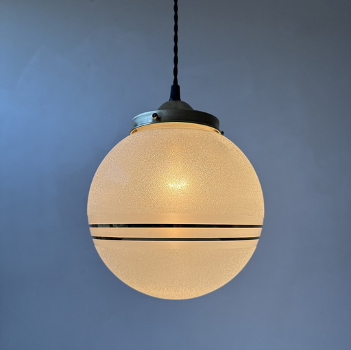 Paire d'Anciennes Suspensions Verre Granité Vintage