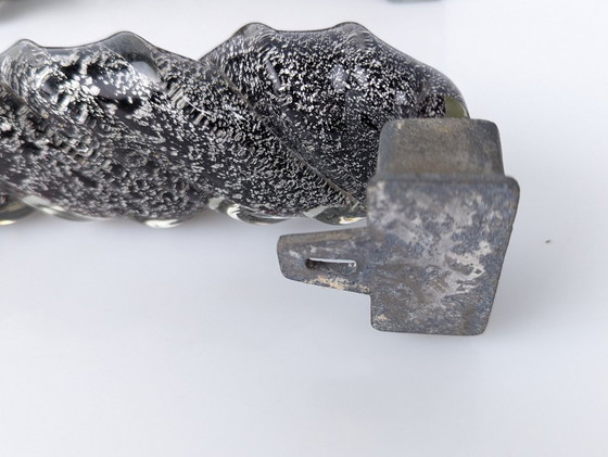 Image 1 of Pair of Hand-Blown Murano Glass Spiral Door Handles with Silver Dust, 1960s