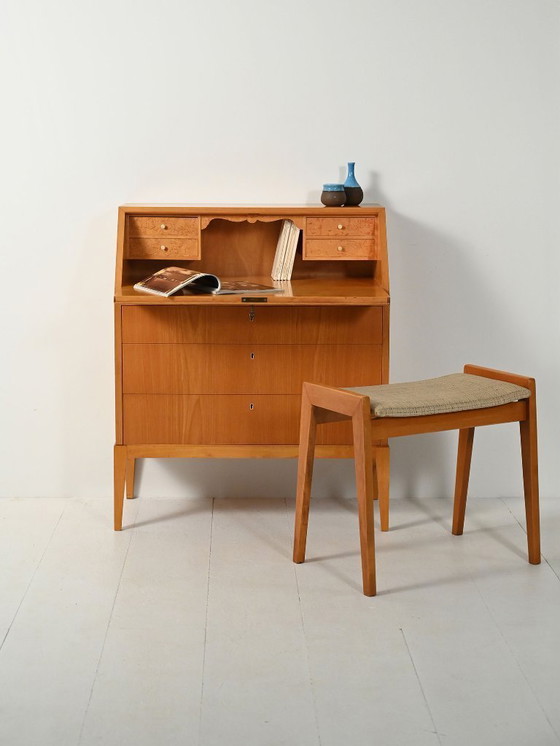 Image 1 of Secretaire scandinavo in olmo e radica, anni '50