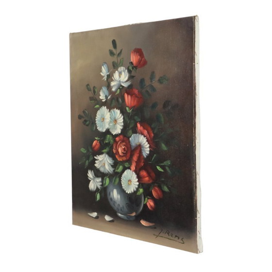 Image 1 of Nature morte de fleurs, tableau 60x50cm