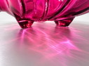 Vintage Magenta/Fuchsia Leaf Bowl by Vidrios San Miguel