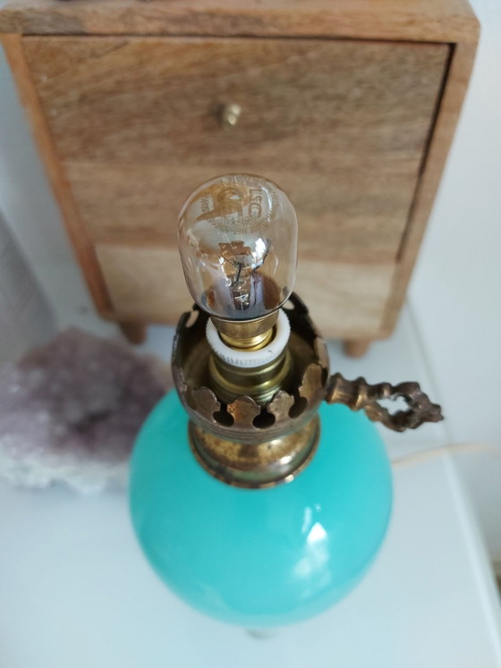 Murano Opaline Vintage Lamp – Tafellampen, Glas, Messing (photo 3 of 6)