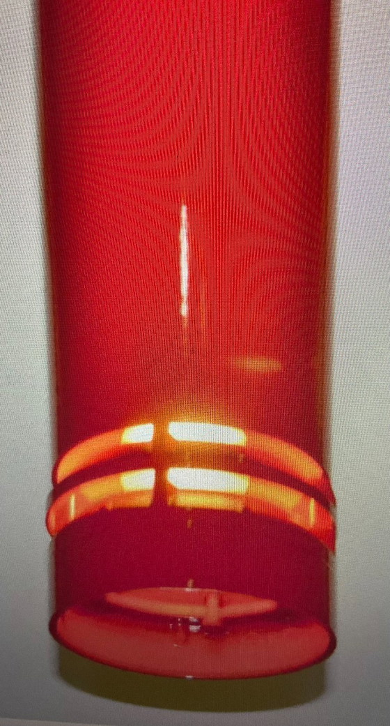 Image 1 of 3 lampade a sospensione rosse - "Pipeline P10" Design: Ole Pless Jorgensen