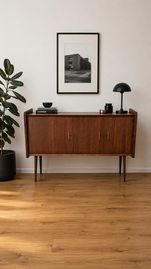 SAM dressoir, vintage Scandinavisch design – Wood, Brass
