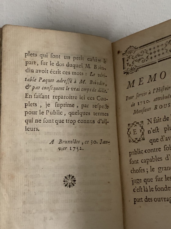 Mémoire Couplets De 1710 - Rousseau Rare EO - Ex-Libris + – Cadeaux, Leather, Paper (photo 8 of 15)