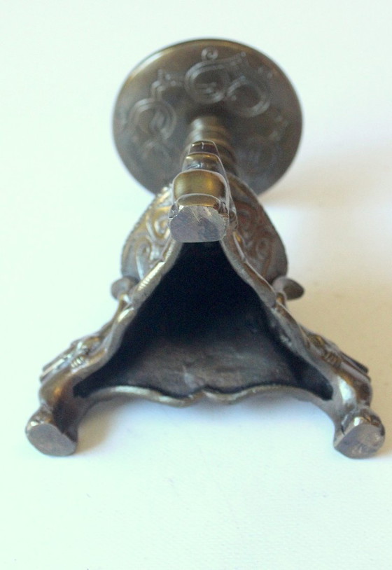Solid Bronze Candle holder for wider candles, Brown, Vintage (photo 8 of 10)