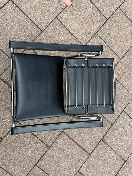 1/2 Le Corbusier Cassina LC1 Poltrona pelle nera anni '90, Poltrone, Cromo, Nero (foto 8 di 11)