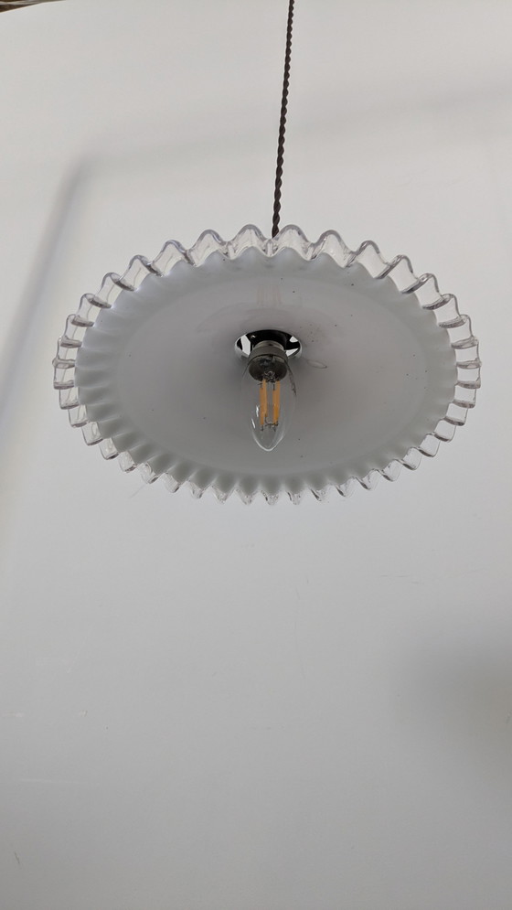 Image 1 of Vintage White Opaline Hanging Lamp