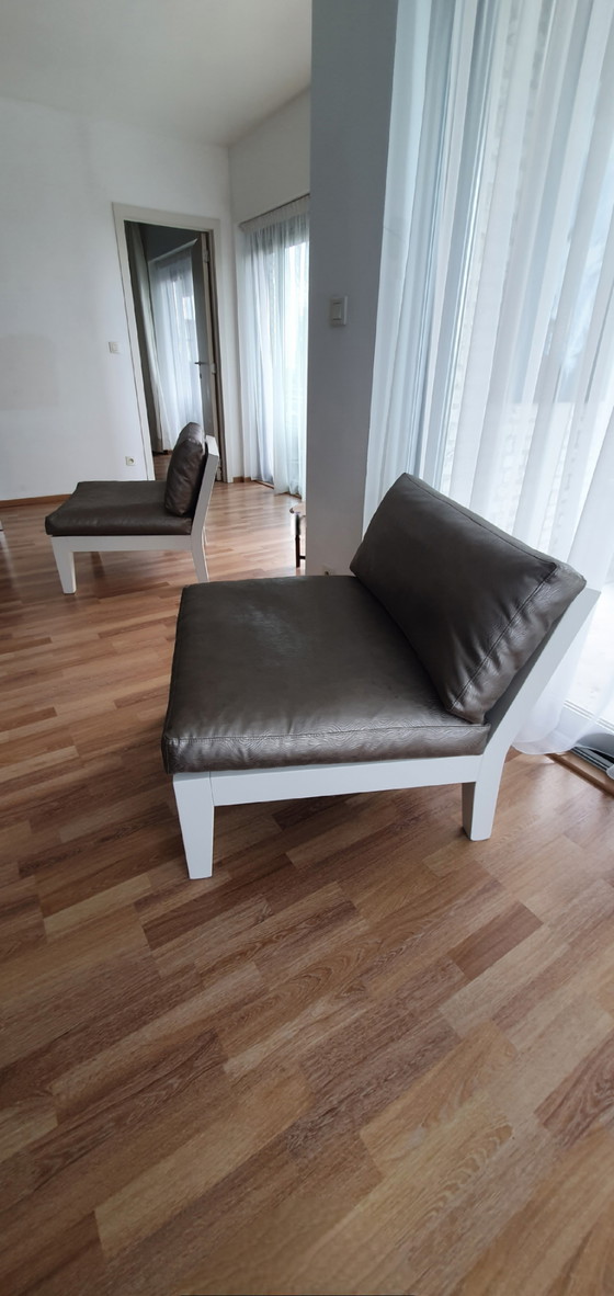 Image 1 of Moderne loungeset – wit hout en kunstleer – zeer comfortabel