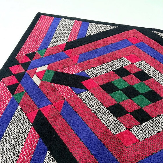 Image 1 of Groot geometrisch wollen vloerkleed van Gianni Erba voor Trend, jaren 80.