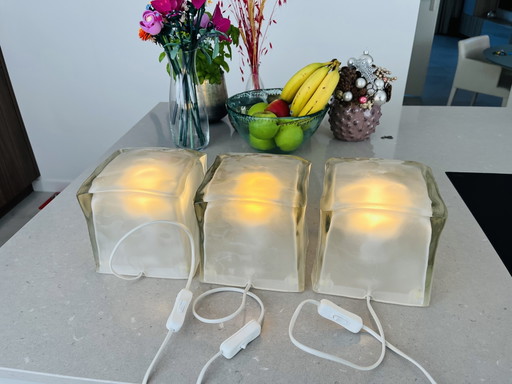 Vintage IKEA Iviken “Ice Cube” Table Lamps – tafellampen, Glass, Plastic (photo 2 of 8)