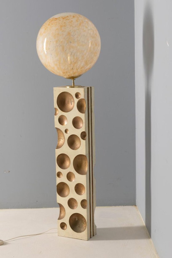 Image 1 of Lámpara de pie con pantalla de cristal jaspeado, años 60-70, Europa