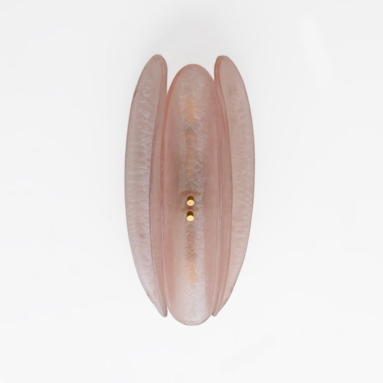 Image 1 of Coppia di lampade in vetro di Murano rosa in stile Fontana Arte della metà del secolo scorso