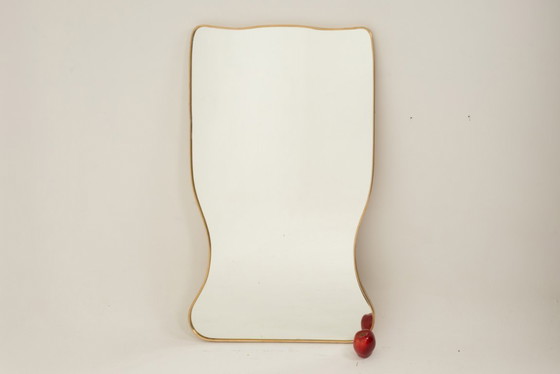 Image 1 of Specchio in ottone dorato nello stile di Gio Ponti e degli anni '80.