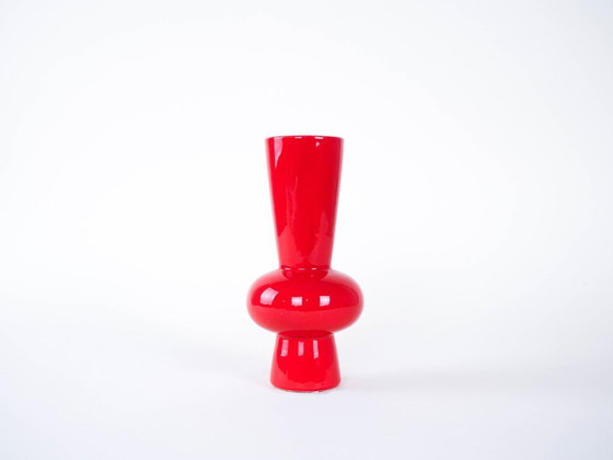Image 1 of Red ceramic vase, Danish design, 1970s, made in Denmark