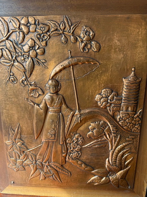 Wandkunst aus Kupfer im japanischen Stil – Arte, wanddecoratie, Wood, Copper (photo 2 of 11)