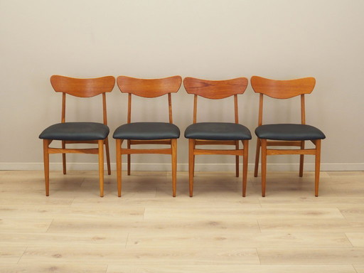 Ensemble de quatre chaises, design danois, années 1970, production : Danemark