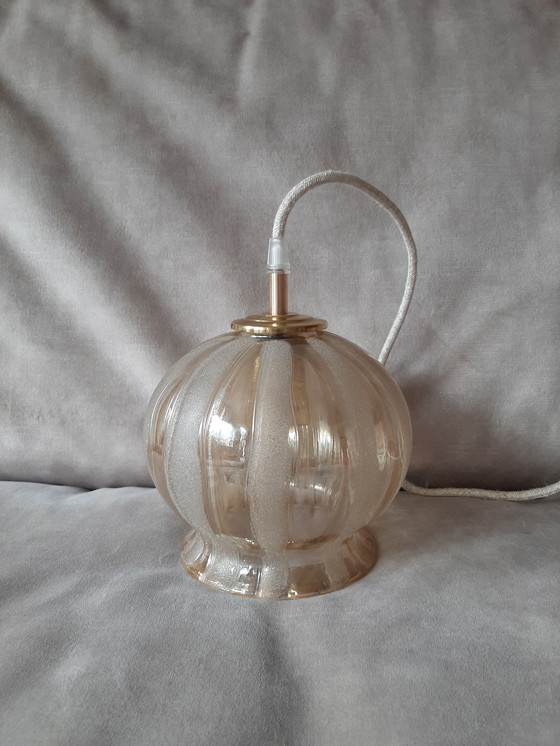 Image 1 of Vintage bubble hanglamp | Vintage bol amberkleur jaren 60