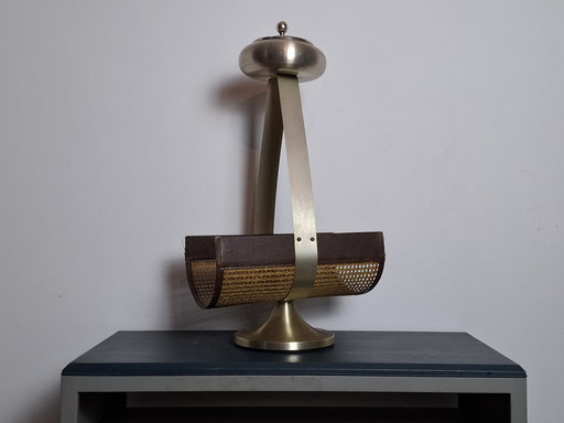 1960s ashtray in Vienna straw and metal.