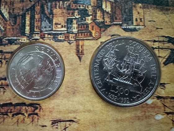 Image 1 of Dittico Monete in argento 1989 Cristoforo Colombo