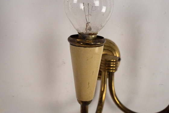 Image 1 of Set di quattro appliques di metà secolo in lacca e ottone. Italia anni '50