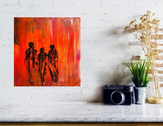 Image 1 of abstract painting orange