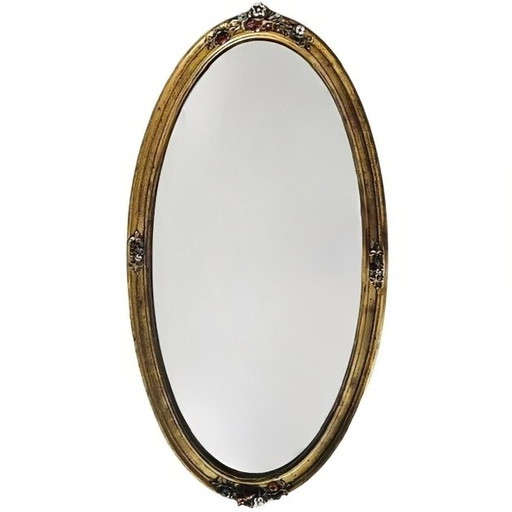 Vintage Franse barok barbola spiegel bloemen goud 1950's