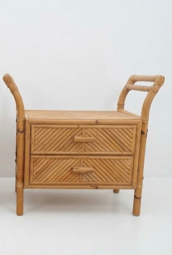 Set di tavolini laterali in bambù, legno e vimini. – Wood, Wicker (photo 5 of 5)