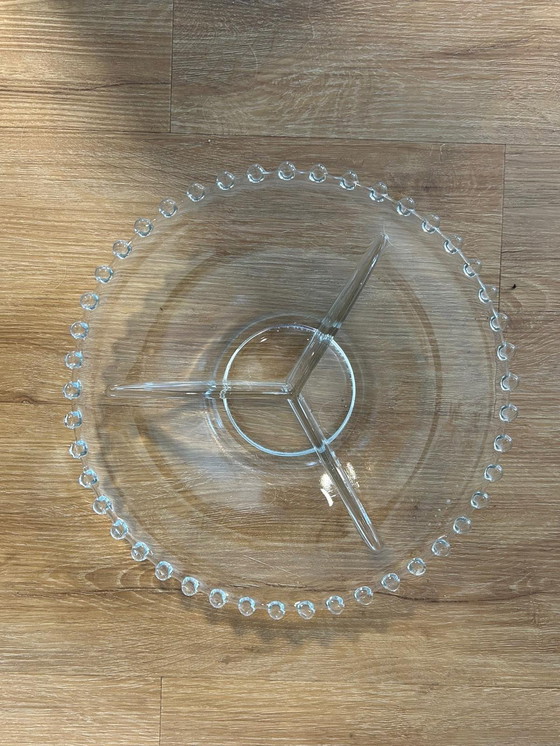 Image 1 of Vintage Serveerschaal Met Kleurloos Glas