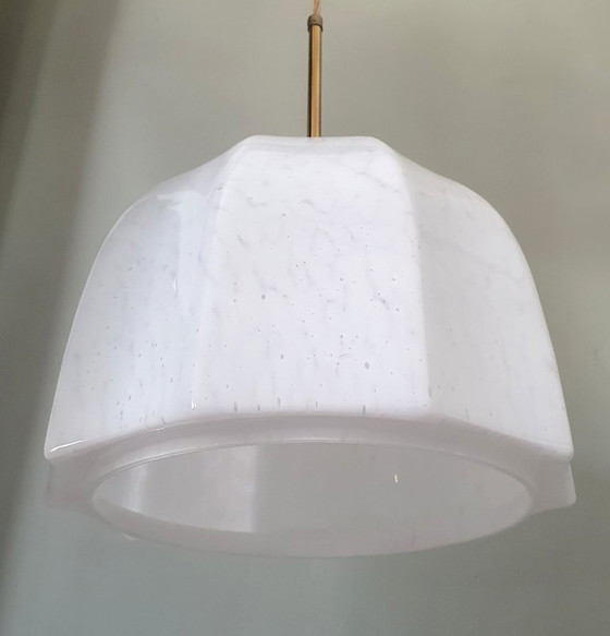 Vintage Large Pendant Lamp of Swirled Glass - Murano Style, Glashütte Limburg, Metal, Murano Glass, Gold (photo 6 of 17)