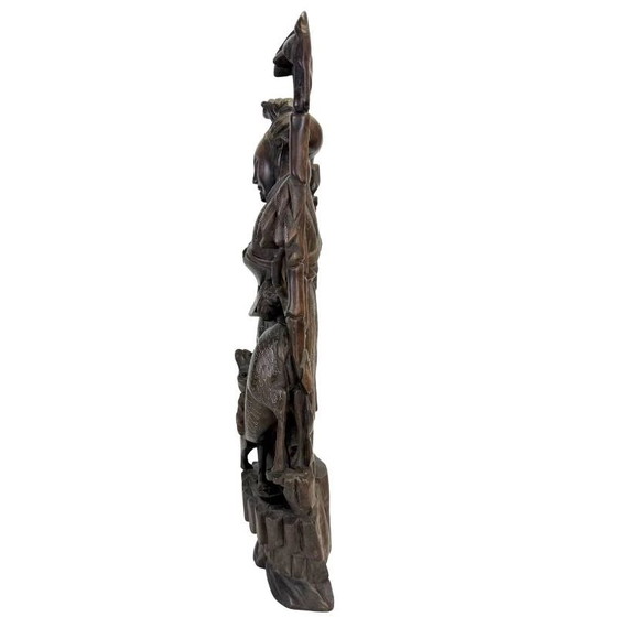 Estatua china antigua "Magu" con incrustaciones de plata - Madera dura - Siglo XIX (43 cm) – Esculturas (photo 8 of 15)