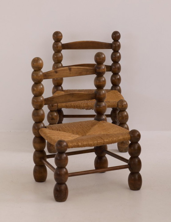 Image 1 of Low chair in solid wood (oak), vintage Dlg Dudouyt, circa 1960