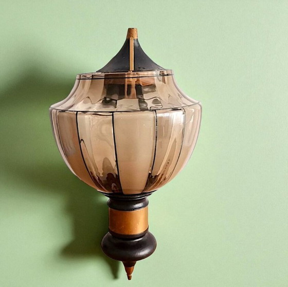 Image 1 of Grande lampada da parete in vetro fumé Art Déco