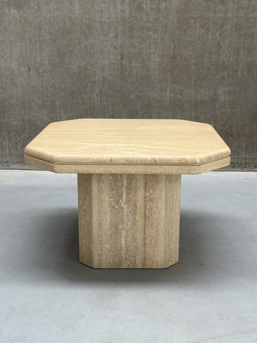 table d'appoint vintage en travertin