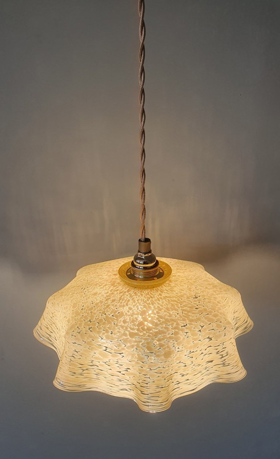 Vintage / Antieke Franse Glazen Hanglamp In Clichy Stijl. – Hanglampen, Metal (photo 4 of 15)
