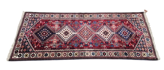 Image 1 of Hand-knotted Persian wool Yalameh rug runner Mint 81x193cm